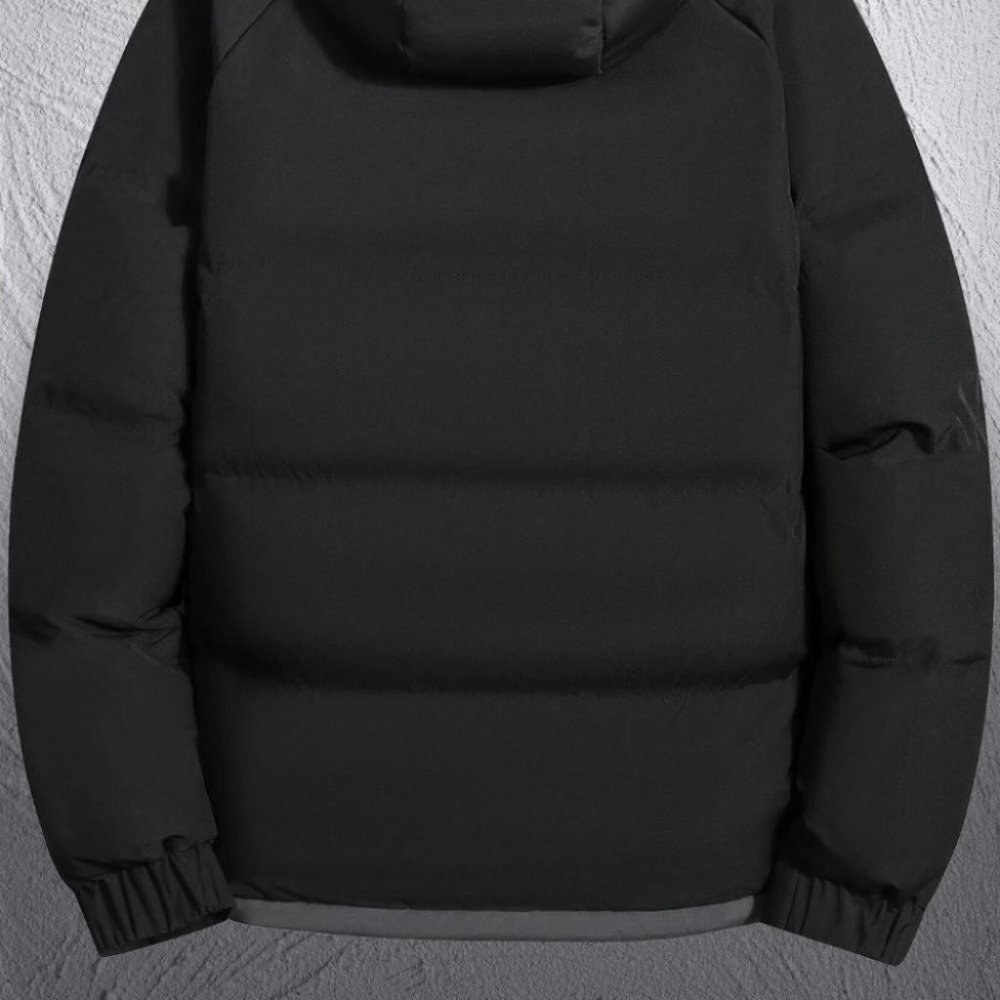 Black Mens Hooded Puffer Jacket - Picture 4 of 7